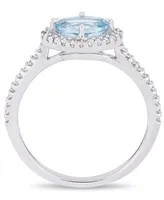 Aquamarine (5/8 ct.t.w.) and Diamond (1/4 Halo Ring 10k White Gold