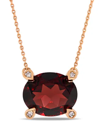 Garnet (3 ct. t.w.) and Diamond Accent 17" Necklace in 10k Rose Gold