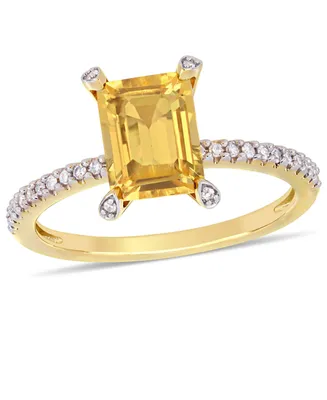 Citrine (1-1/2 ct.t.w.) and Diamond (1/10 Ring 10k Yellow Gold