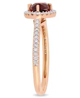 Garnet (1 ct.t.w.) and Diamond (1/4 Halo Ring 10k Rose Gold