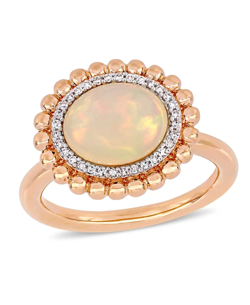 Opal (2-3/4 ct.t.w.) and Diamond (1/10 Halo Ring 14k Rose Gold