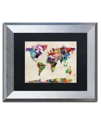 Michael Tompsett 'Urban Watercolor World Map' Matted Framed Art - 11" x 14"