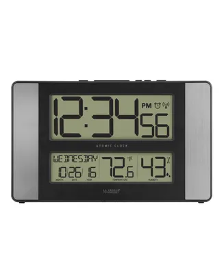 La Crosse Technology Atomic Digital Clock with Indoor Temperature and Humidity, Aluminum finish