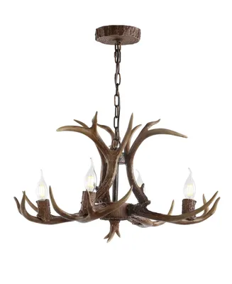 Jonathan Y Eldora 26" Adjustable Resin Antler 4-Light Led Chandelier