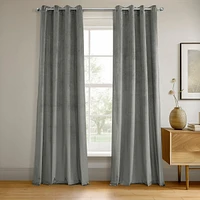Half Price Drapes Silver Grey Grommet Signature Velvet Blackout Curtain