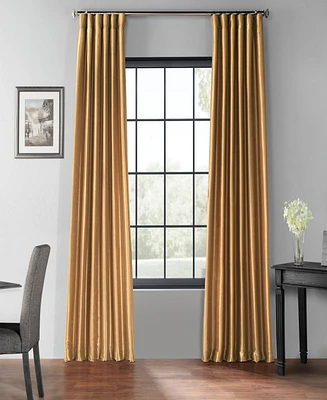 Half Price Drapes Flax Gold Vintage Textured Faux Dupioni Silk Blackout Curtain