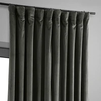 Half Price Drapes Gunmetal Grey Signature Extra Wide Velvet Blackout Curtain