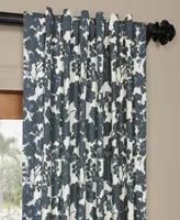 Half Price Drapes Fleur Blue Floral Printed Cotton Room Darkening Curtain