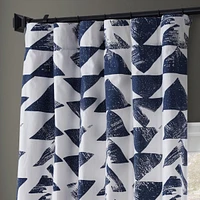 Half Price Drapes Triad Indigo Geometric Printed Cotton Room Darkening Curtain
