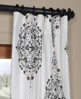 Half Price Drapes Kerala Cocoa Emblem Printed Cotton Room Darkening Curtain