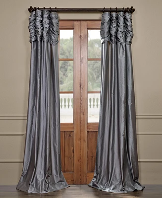 Half Price Drapes Platinum Ruched Solid Faux Silk Taffeta Room Darkening Curtain