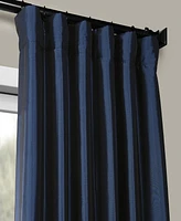 Half Price Drapes Navy Blue Faux Silk Taffeta Blackout Curtain