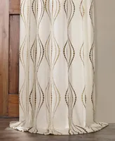 Half Price Drapes Suez Bronze Embroidered Striped Patterned Faux Linen Sheer Curtain