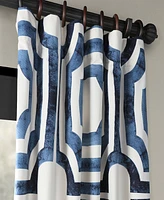 Half Price Drapes Mecca Blue Geometric Printed Cotton Room Darkening Curtain