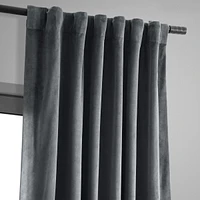 Half Price Drapes Distance Blue Grey Signature Velvet Blackout Curtain