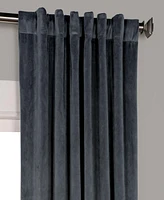 Half Price Drapes Distance Blue Grey Signature Velvet Blackout Curtain