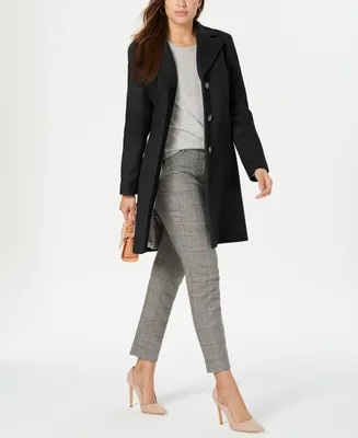 Calvin Klein Womens Single-Breasted Wool Blend Coat