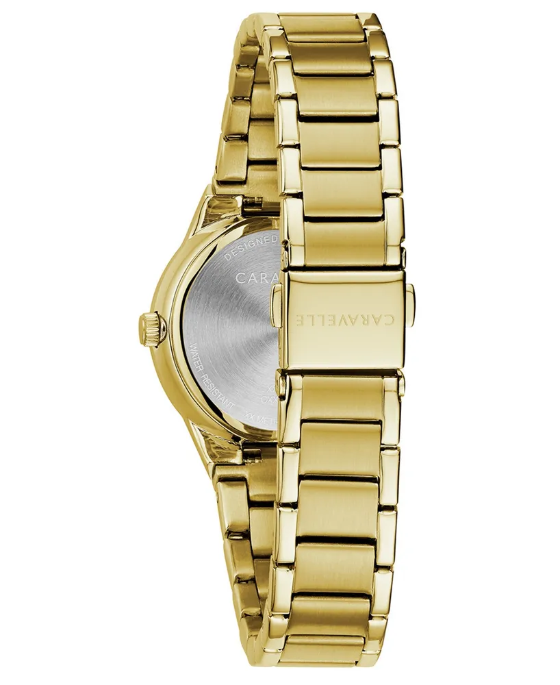 Caravelle Designed by Bulova Women's Diamond-Accent Gold-Tone Stainless Steel Bracelet Watch 30mm