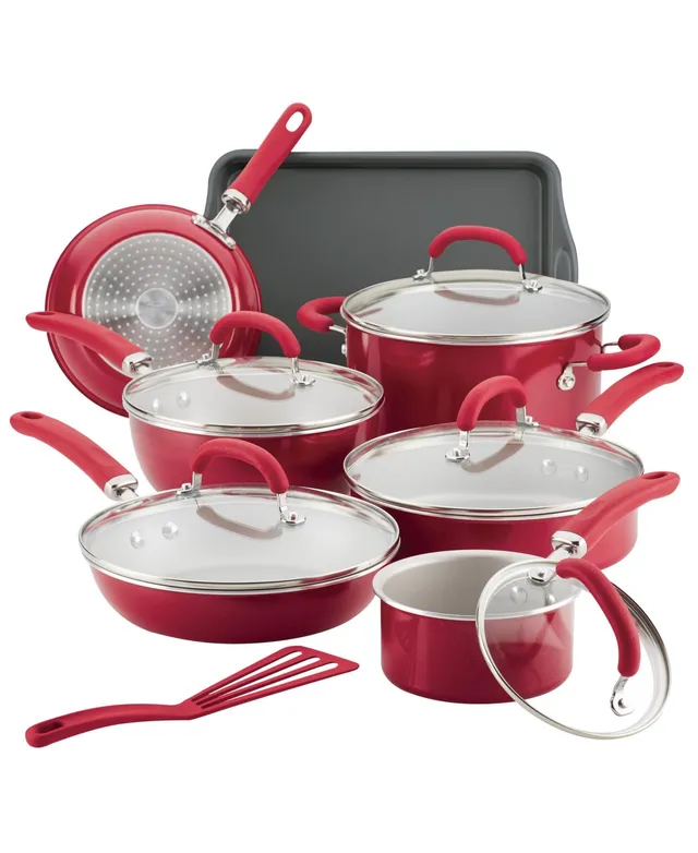 Farberware 15-Piece Cookstart Nonstick Aluminum Cookware Set - Red