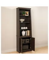 Prepac Tall Slant-Back Bookcase with 2 Shaker Doors