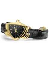 Hamilton Unisex Swiss Ventura Black Leather Strap Watch 24x36.5mm