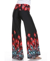 White Mark Peacock Printed Palazzo Pants