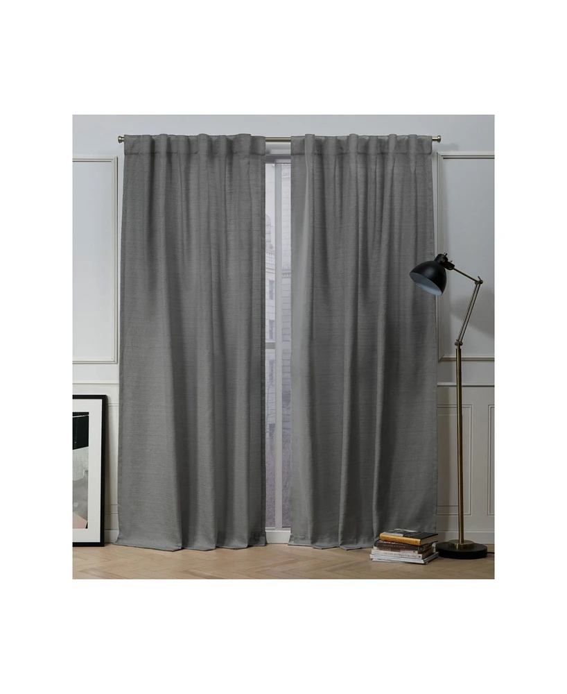 Nicole Miller Mellow Slub Textured Hidden Tab Top 54" X 84" Curtain Panel Pair