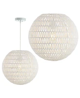 Jonathan Y Luna 15.7" Woven Rattan Orb Led Pendant