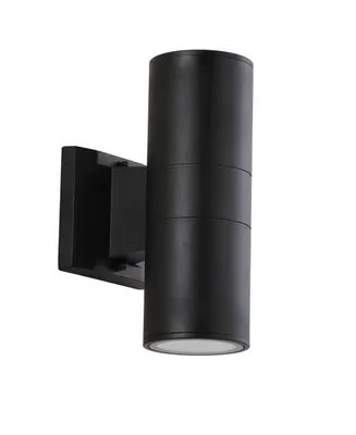Jonathan Y Duo 9.75" Cylinder Outdoor Metal/Glass Integrated Led Sconce with Uplight