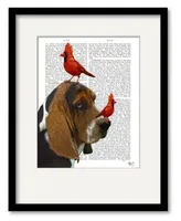 Courtside Market Basset Hound and Birds 16" x 20" Framed and Matted Art