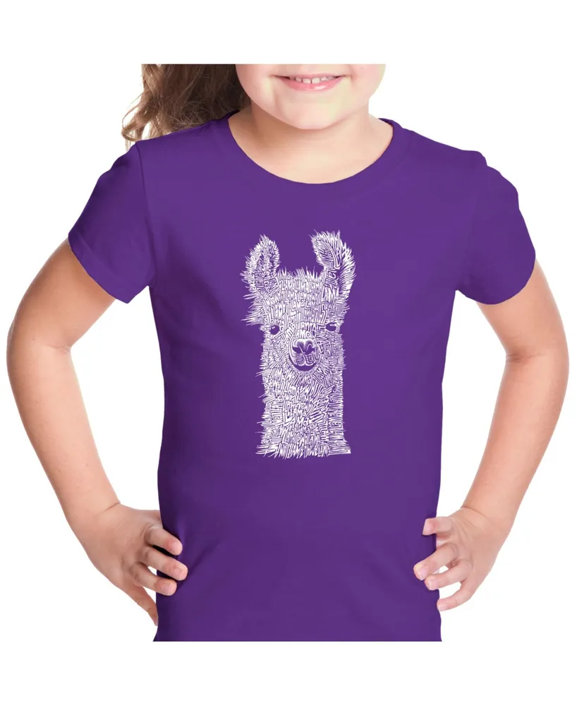 Big Girl's Word Art T-shirt - Llama