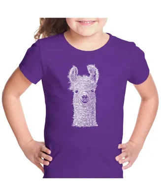Big Girl's Word Art T-shirt - Llama