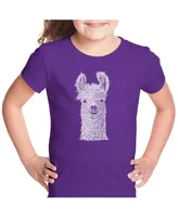 Big Girl's Word Art T-shirt - Llama