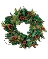 Village Lighting 30" Holiday Wreath with Lights, Magnolia Leaf