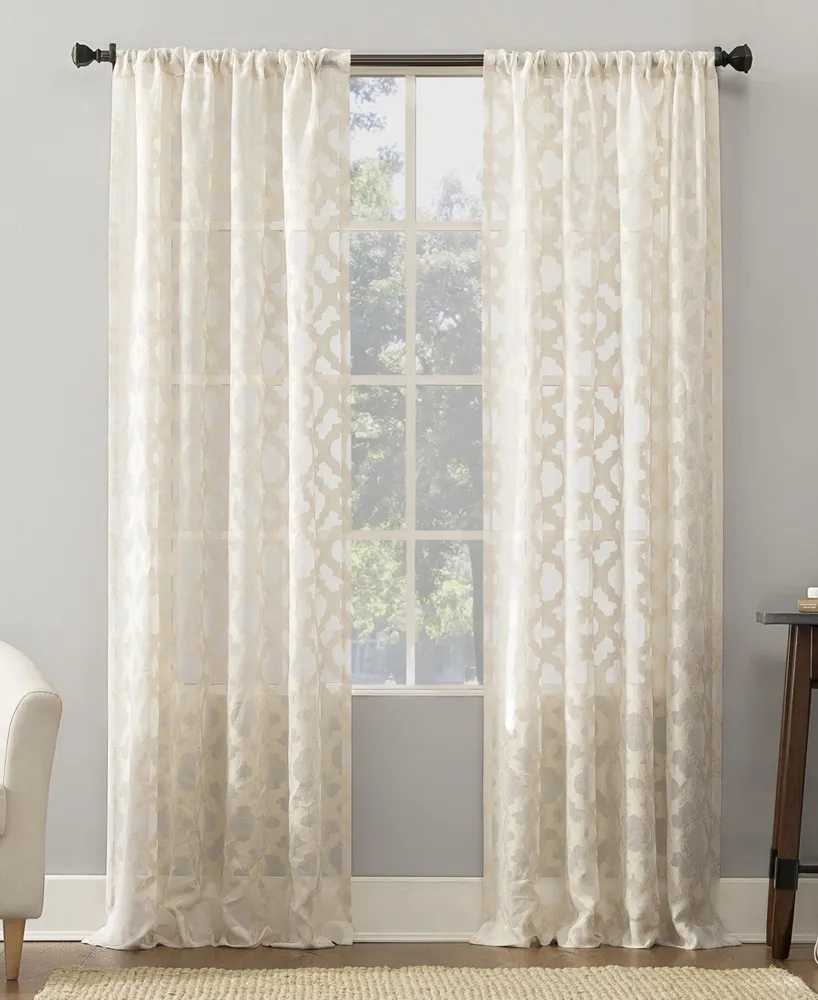 No. 918 Yvette 52" x 95" Trellis Jacquard Sheer Curtain Panel