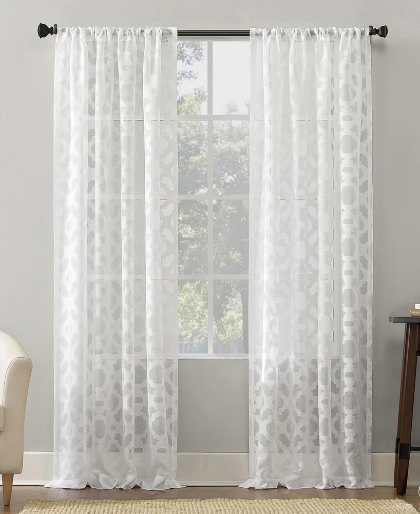 No. 918 Yvette 52" x 95" Trellis Jacquard Sheer Curtain Panel