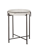 Glitzhome Farmhouse Metal Enamel Serving Table