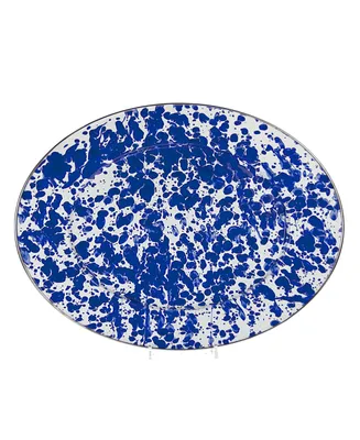 Golden Rabbit Cobalt Swirl Enamelware Collection 16" x 12" Oval Platter