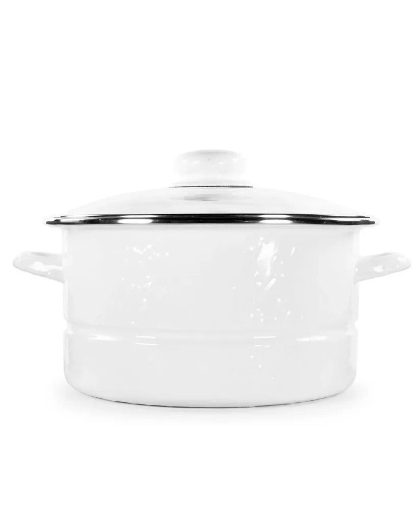 Golden Rabbit White Enamel Stock Pot, 18-Qt