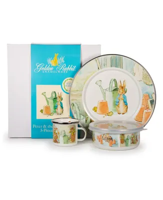 Golden Rabbit Peter and the Watering Can Enamelware Collection 3 Piece Kids Dinner Set