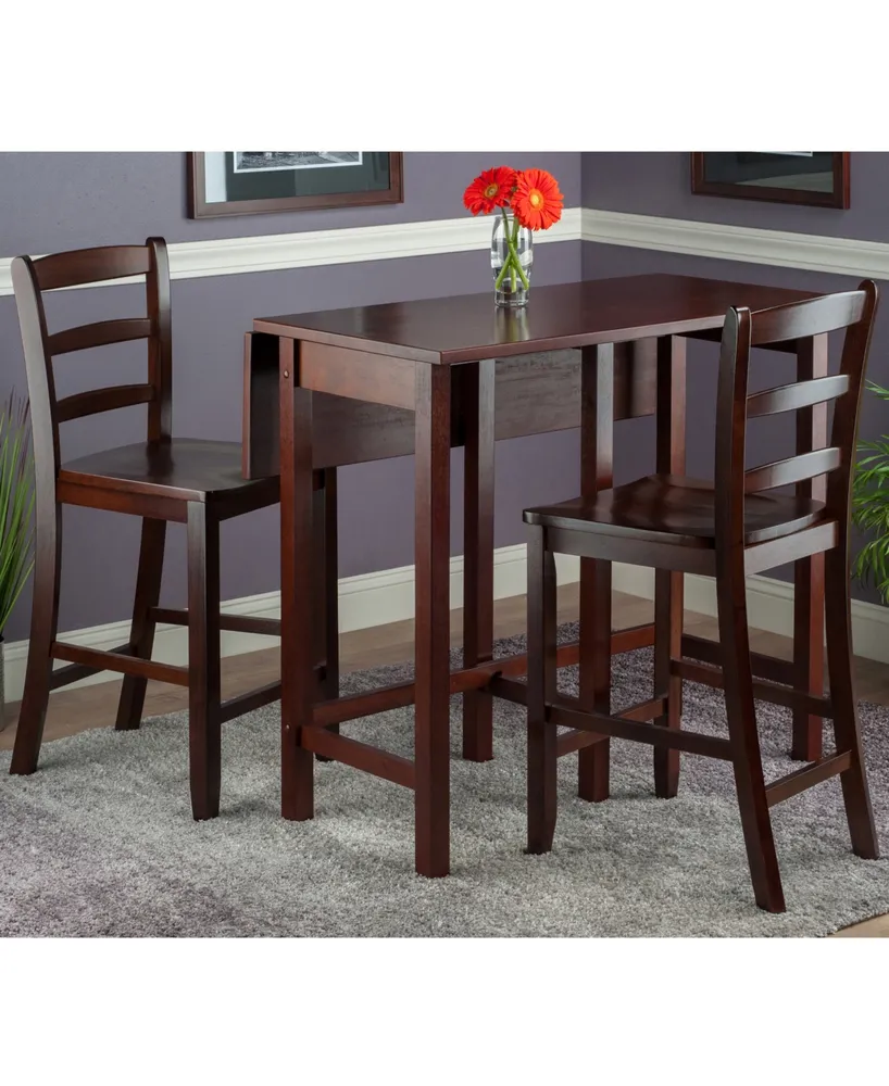 Lynnwood 3-Piece Drop Leaf High Table with 2 Counter Ladder Back Stool/Chair