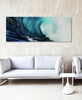 Empire Art Direct 'Blue Wave 2' Frameless Free Floating Tempered Glass Panel Graphic Wall Art - 24" x 63''