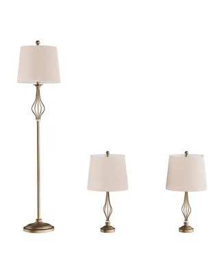 Lavish Homes Table and Floor Lamps - Set of 3