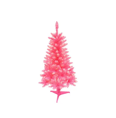 Puleo International 4 ft. Pre-Lit Fashion Pink Pine Artificial Christmas Tree with 150 Ul-Listed Clear Lights