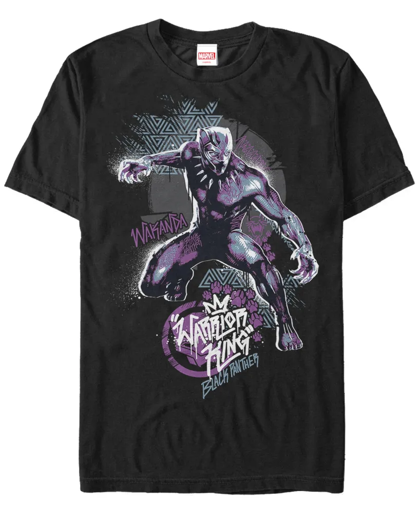 Marvel Men's Black Panther Geometric Warrior King Short Sleeve T-Shirt