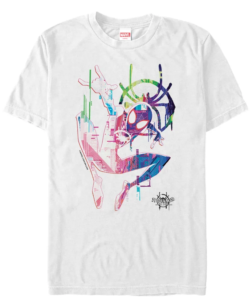Marvel Men's Spider-Man Into The Spiderverse Neon Watercolor Short Sleeve T-Shirt