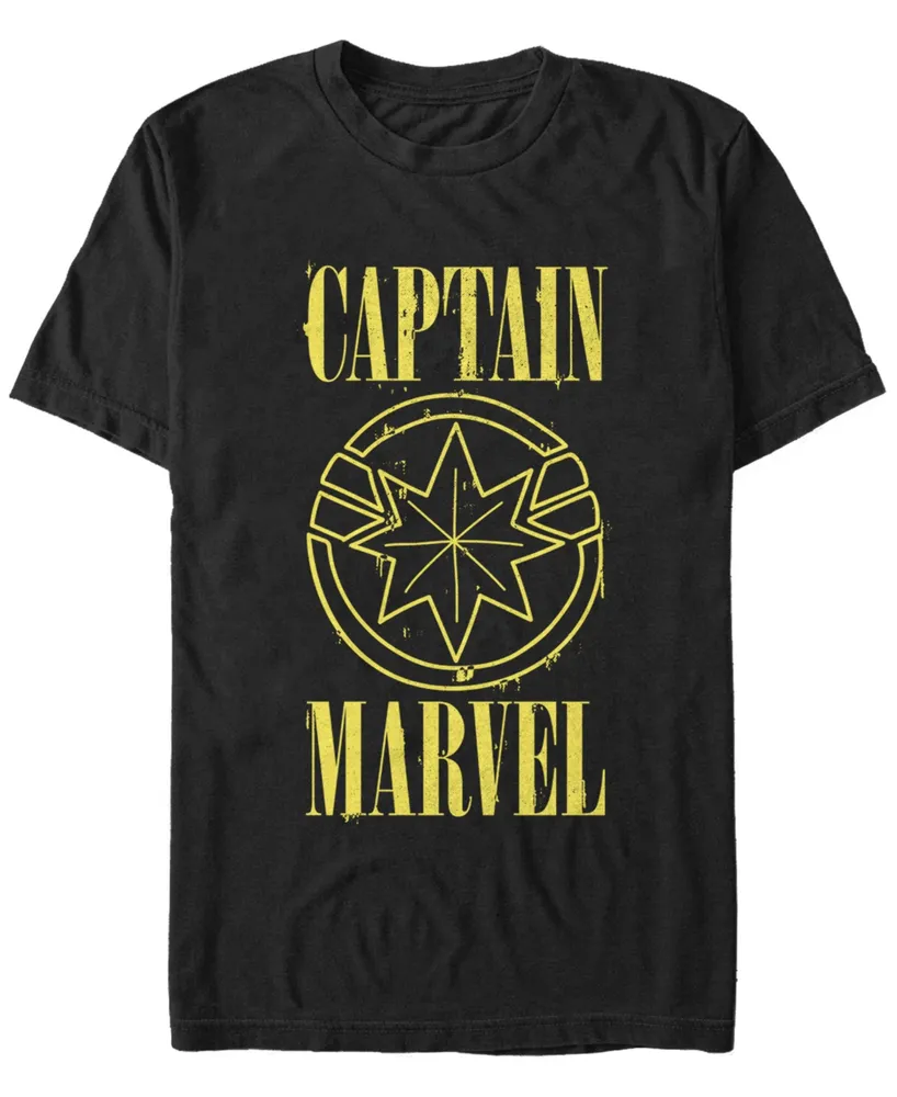 Marvel Men's Captain Yellow Symbol Short Sleeve T-Shirt