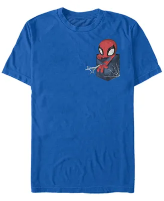 Fifth Sun Marvel Men's Spider-Man Left Chest Pocket Short Sleeve T-Shirt
