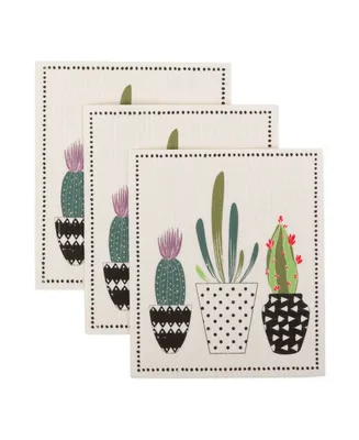 Design Imports Succulents Swedish Dishcloths Set of 3