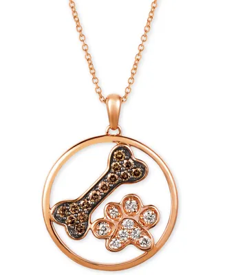 Le Vian I Love Dogs Collection 20" Pendant Necklace (3/8 ct. t.w.) in 14k Rose Gold